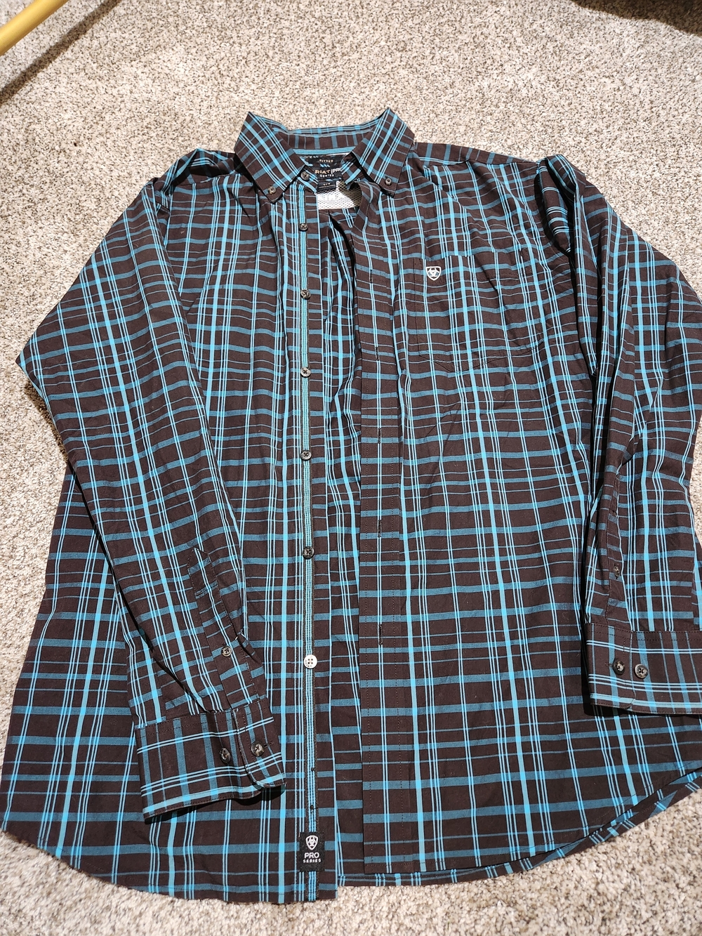 Ariat Men's Black & Teal Plaid Button-Down Shirt